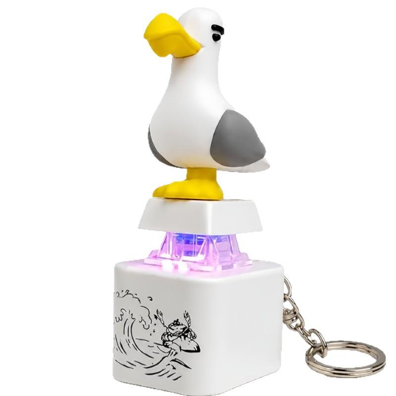 Creative Seagull Bird Keychain Luminous Sound Button Clicker Fidget Stress Relief Type-C Rechargeable Gift