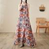 Реальное фото летнее новое богемное длинное платье для полных плюс без рукавов с круглым вырезом с принтом женское