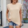 Женская мода однотонный круглый вырез свободный короткий рукав пуловер футболка топ