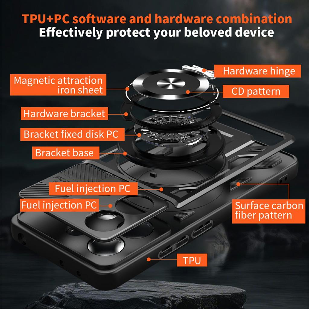 Для Xiaomi Redmi Note 14 4G (163,25 мм) Магнитный чехол с вращающейся подставкой TPU+PC Чехол для телефона