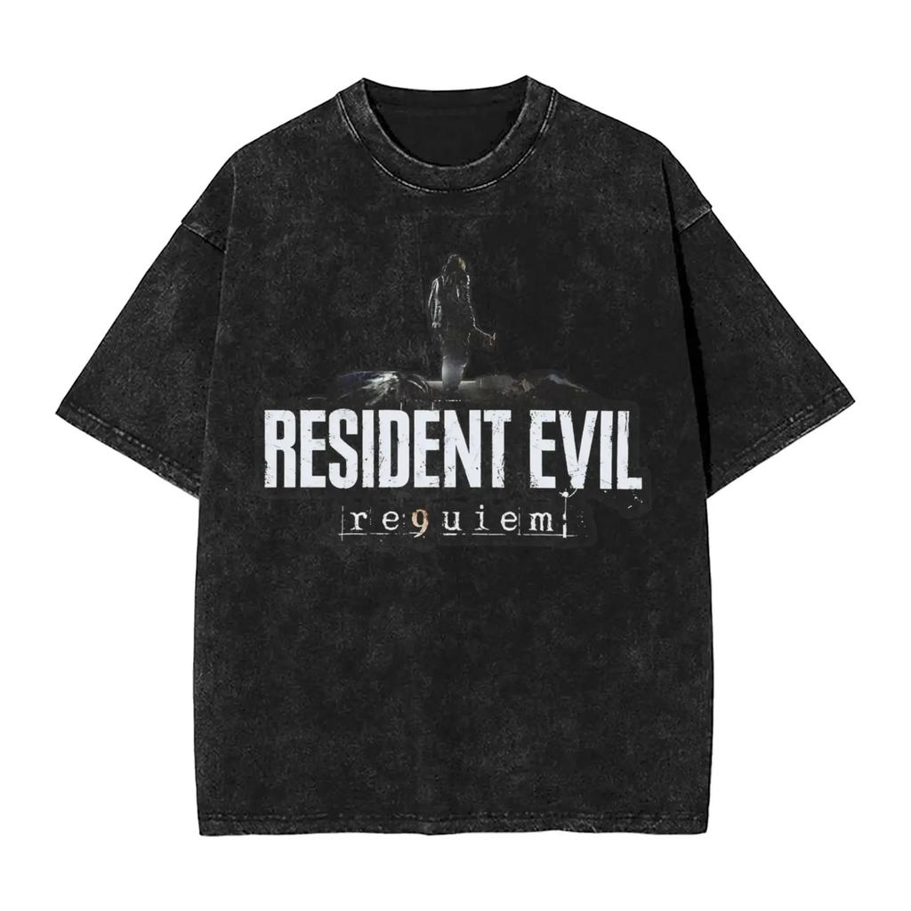 Resident Evil 9 Requiem Леон С. Kennedy Graphic 100% Хлопок Унисекс Рубашка с кислотной стиркой 2026 Лето Новая Мужская Y2k Футболка с коротким рукавом