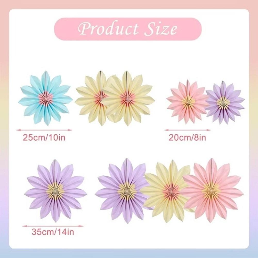 9pcs/set 20/25/35CM Sunflower Paper Fan Hanging Flower Wreath For Home Room Decoration