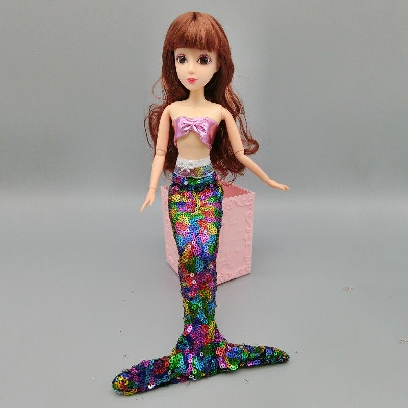Dolls Dress For Barbie Doll Gown Skirt Fashion Clothes For Barbie Dollhouse Sequin Mermaid Tail Dresses Toy 1/6 Doll Accessories