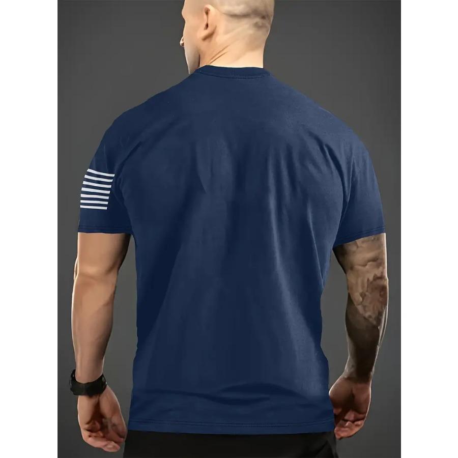 Мужская повседневная футболка с графическим принтом и коротким рукавом, с круглым вырезом - яркий дизайн флага, дышащая ткань, свободный крой, незаменимая вещь для летнего отдыха на открытом воздухе