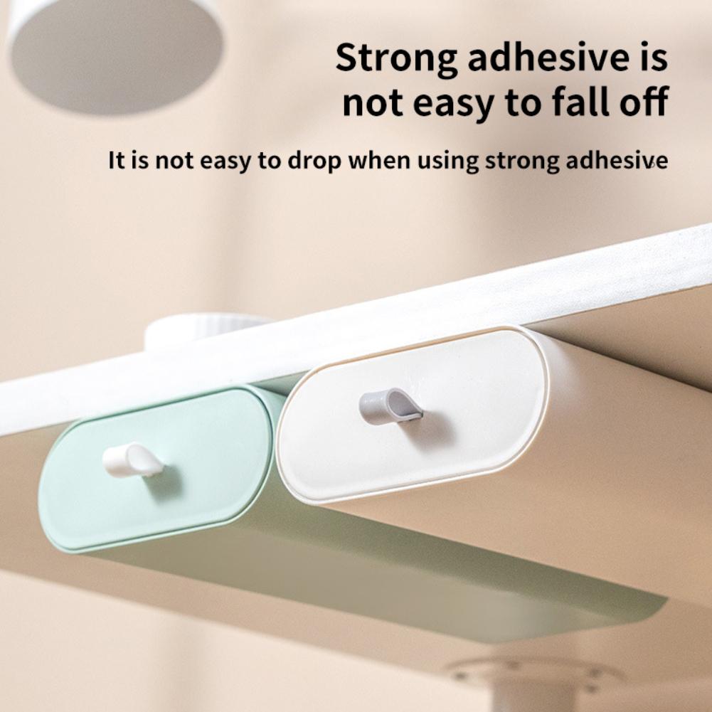 Self-Adhesive Hidden Storage Box Under The Table Makeup Organizer Under Desk Storage Drawer Organizer Box Stationery Storage