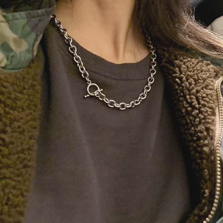 Унисекс Гонконгский стиль Панк Хип-Хоп Толстая Цепочка Ожерелье Ключица