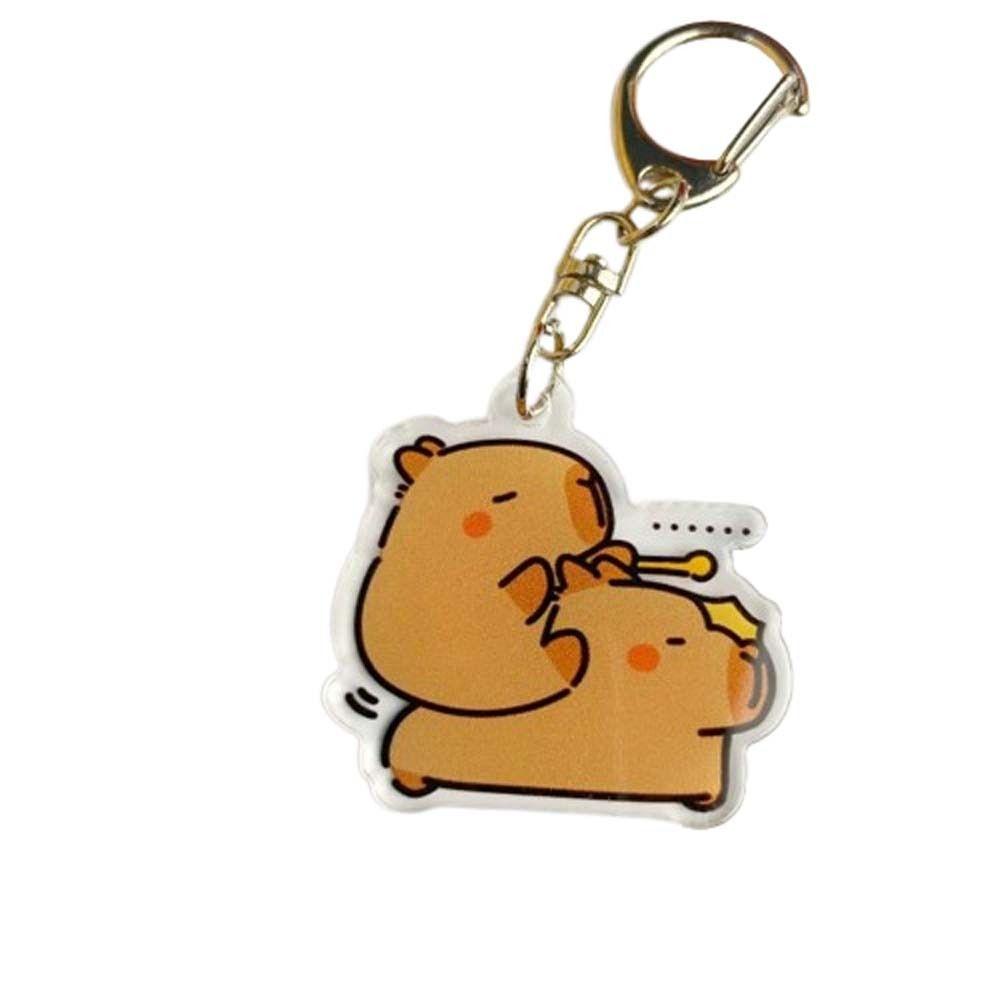 Cartoon Capybara Cartoon Capybaras Keyring Acrylic Kapibala Keyrings  Hanging Accessory