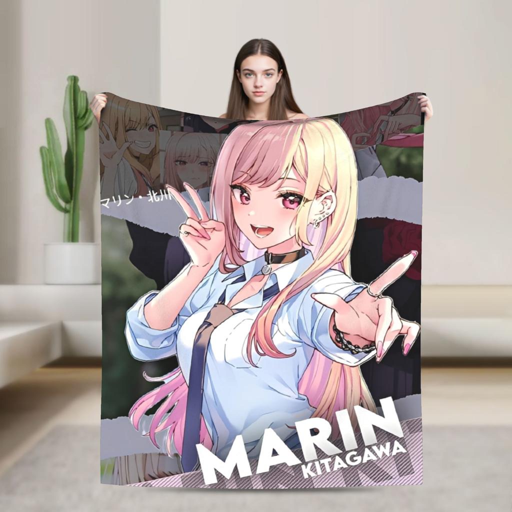 Japan Anime Marin Kitagawa Girl Blanket Multi-size Super Soft Cozy Throw Blankets for Sofa Couch and Bed