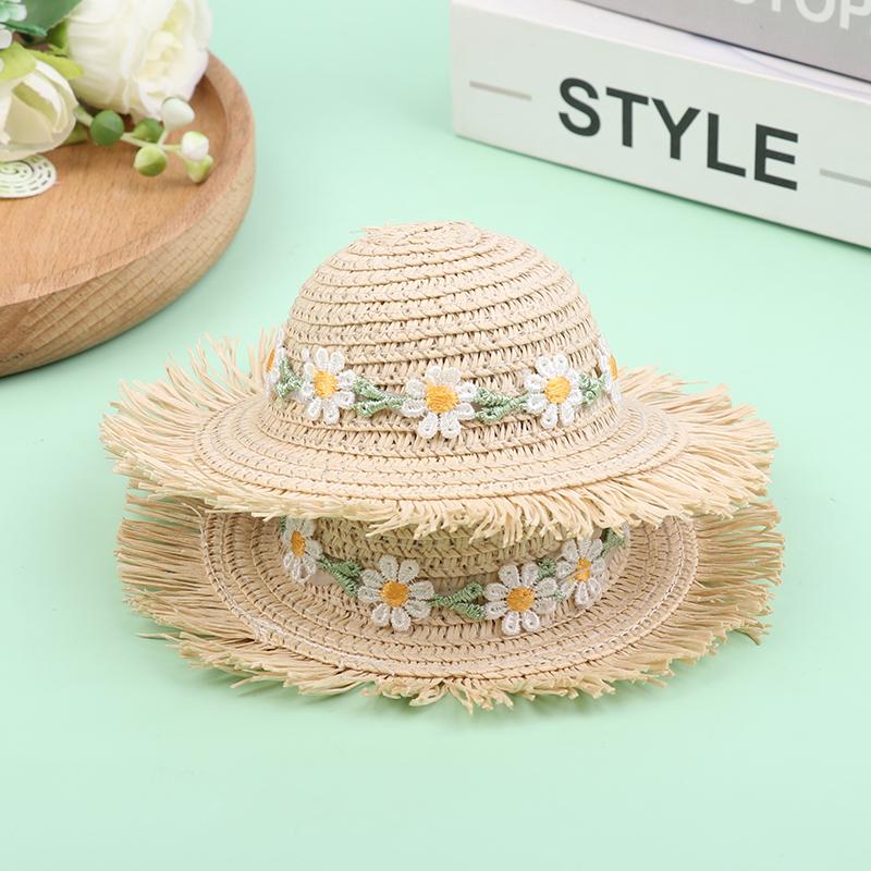 Dollhouse Handmade Daisy Hat Sun Cap For 1/6 Doll Accessories Doll Cute Hat With Bow Decoration Doll Hat Children'S Toy Gift
