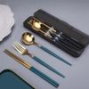 Spoon Fork Chopsticks Set Storage Box Tableware Coffee Snacks Fruit Dessert Portable Spoon Fork Chopstick Set Stainless Steel