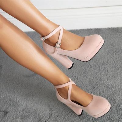 Женские туфли на высоком каблуке, весенние и летние туфли на толстом каблуке, модная обувь больших размеров на все сезоны