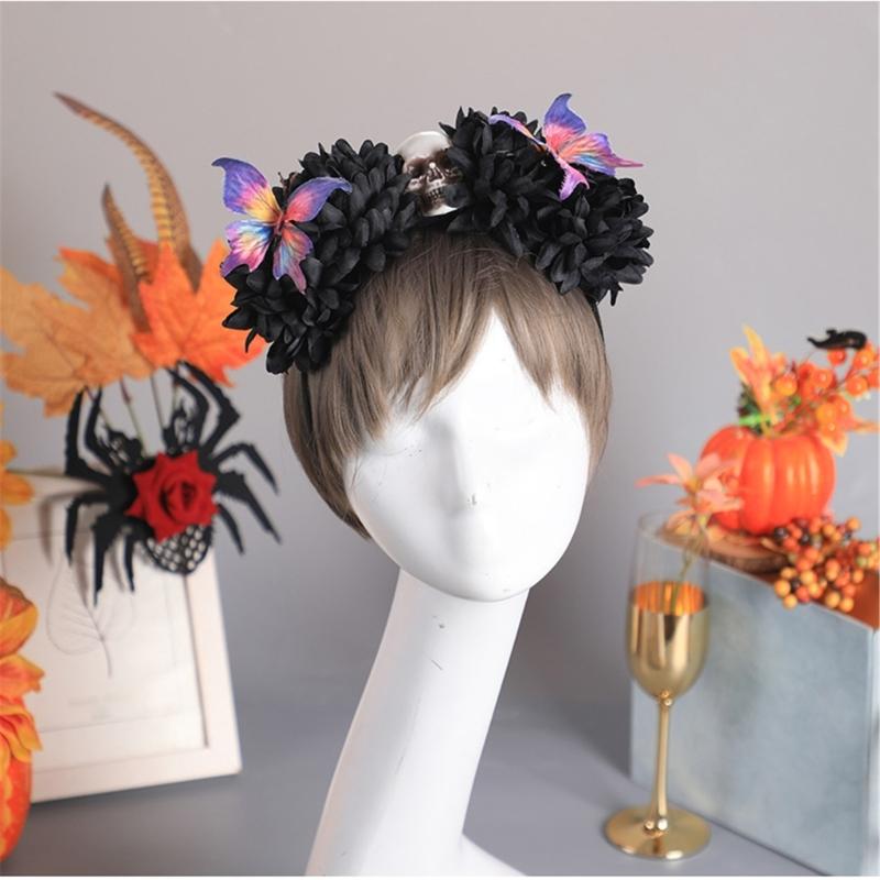 Пластиковые повязки на голову в виде черепа для Хэллоуина Готический аксессуар для костюма Портативные украшения для волос