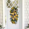 Весенний подсолнух Сваг Подвесной венок на дверь Искусственный венок из подсолнухов Летний каплевидный венок Имитация подсолнуха Подвесной венок Весенний декор