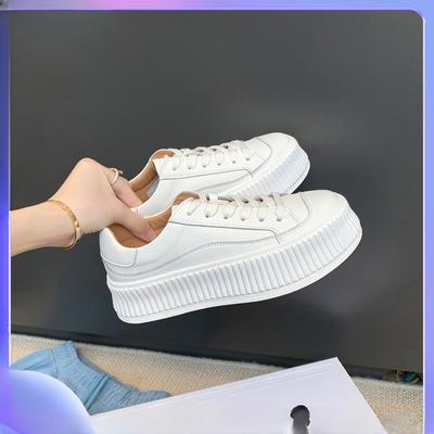 Модные классические универсальные новые чисто-белые туфли в форме печенья с толстой подошвой, удобные для ношения на платформе для отдыха на все времена года