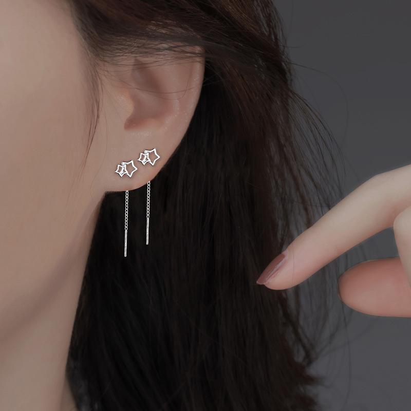 Серьги-гвоздики Hollow Star Ear Line Chain Fringe Ear Chain Metal Simple Everything Temperament Five-Point Star Earrings