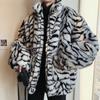 Winter Men Faux Fur Tiger Pattern Coat Jacket Male Fashion Loose Warm Coat Male Streetwear Thicken Outwear