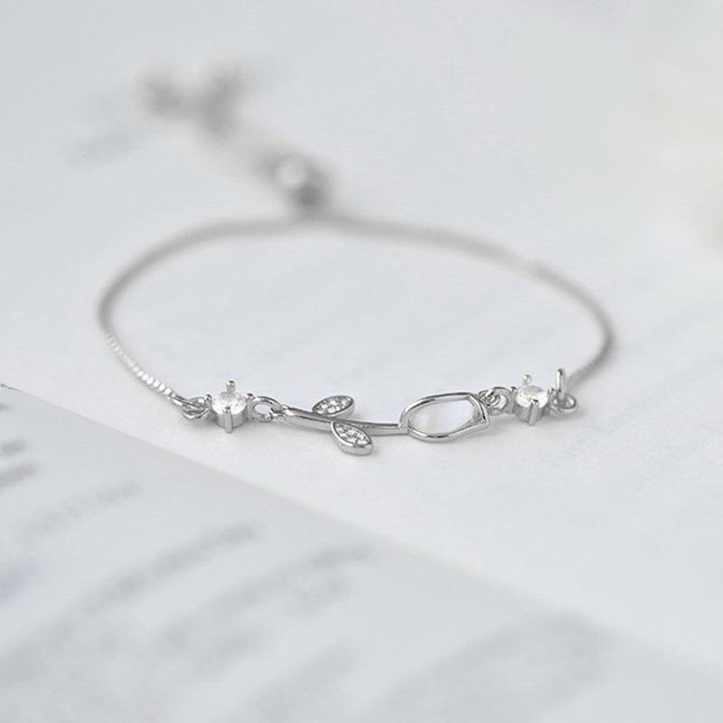 Корейский легкий роскошный браслет с цветком тюльпана для женщин, блестящий циркон, опал, бисер, регулируемый браслет-подвеска, модные ювелирные изделия