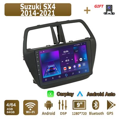 Android Carplay автомобильное радио для Suzuki SX4 2014-2021 мультимедийный проигрыватель головное устройство стерео GPS навигация BT WIFI 4+64 ГБ