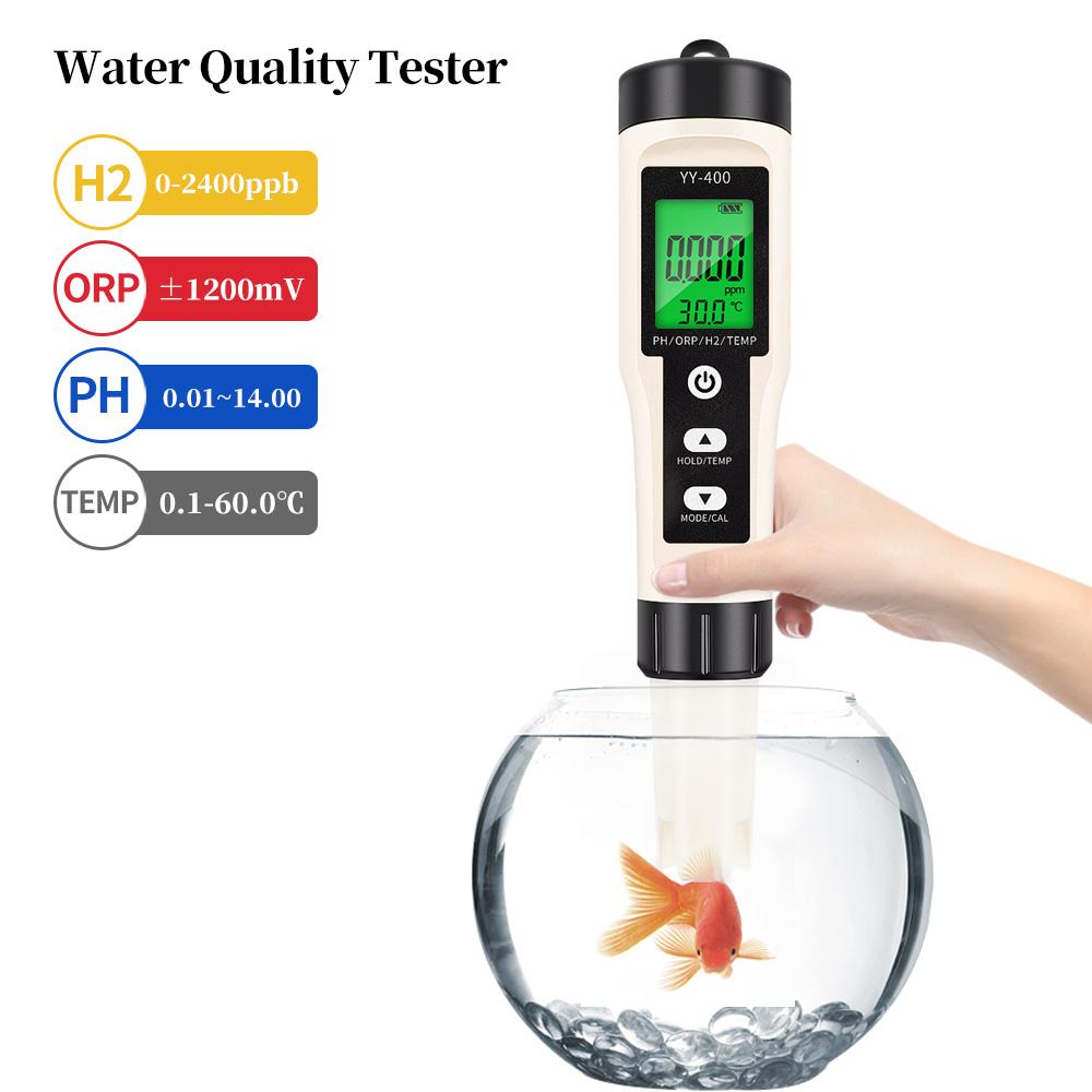 Hydrogen Water Tester Monitor H2 PH ORP TEMP Meter 4 in 1 Water Quality Analyzer Rich Hydrogen Test Pen for Aquariums Pools Spa