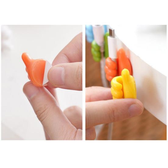 10Pcs Colorful Silicone Thumb Wall Hooks Strong Adhesion Cable Clip Rust-proof Key Hangers Desktop Storage Hook