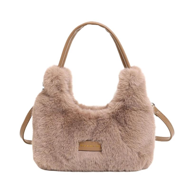 Сумки через плечо и через плечо для женщин Молния Мягкие Милые Повседневные Меховые Осень Зима Новые Стили Модные Теплые