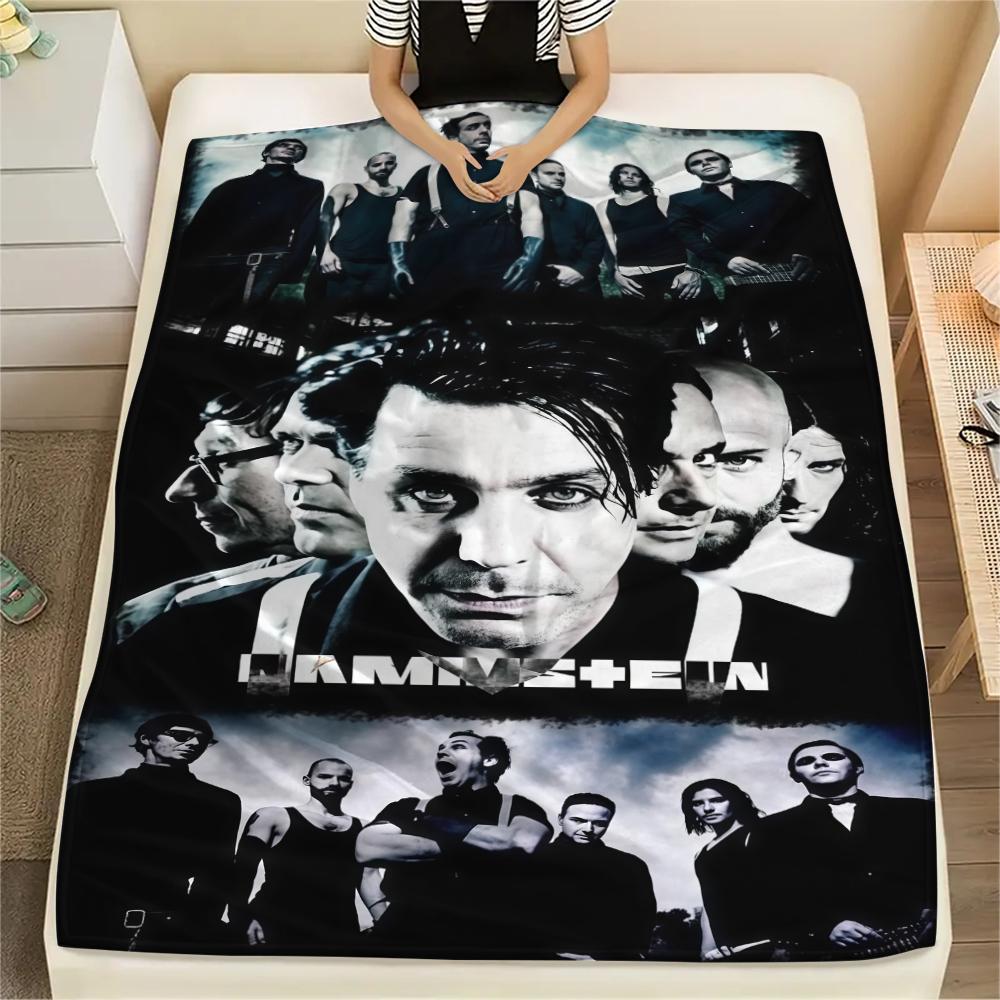 1 шт. Фланелевое одеяло с принтом группы Rammstein, Высококачественное, Для всех сезонов, Декор для дома, Тепло и комфорт, Идеально для рождественских подарков