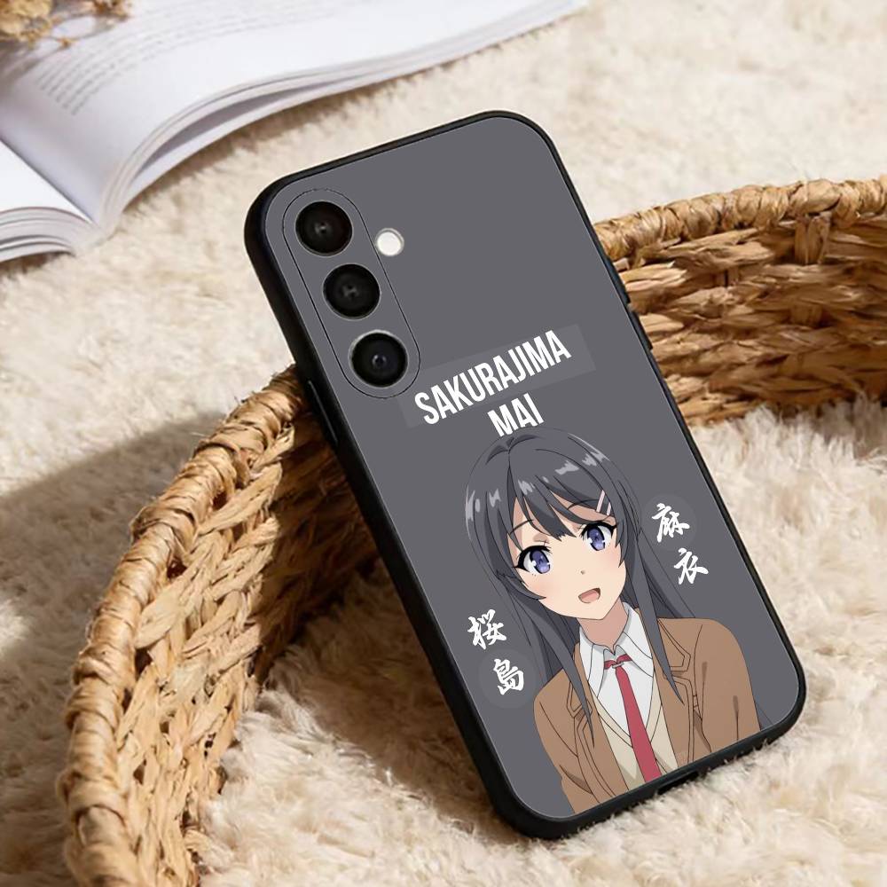 Чехол для телефона Senior S-Sakurajima Mai для Samsung Galaxy A13, 21s, 22, 31, 32, 52, 53, 71, 72, 73, Мягкая черная крышка