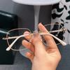 Anti Blue Light Myopia Glasses Rimless Frame Women Near Sight Eyeglasses Cutting Edge Light Frame Metal Short Sight Glasses