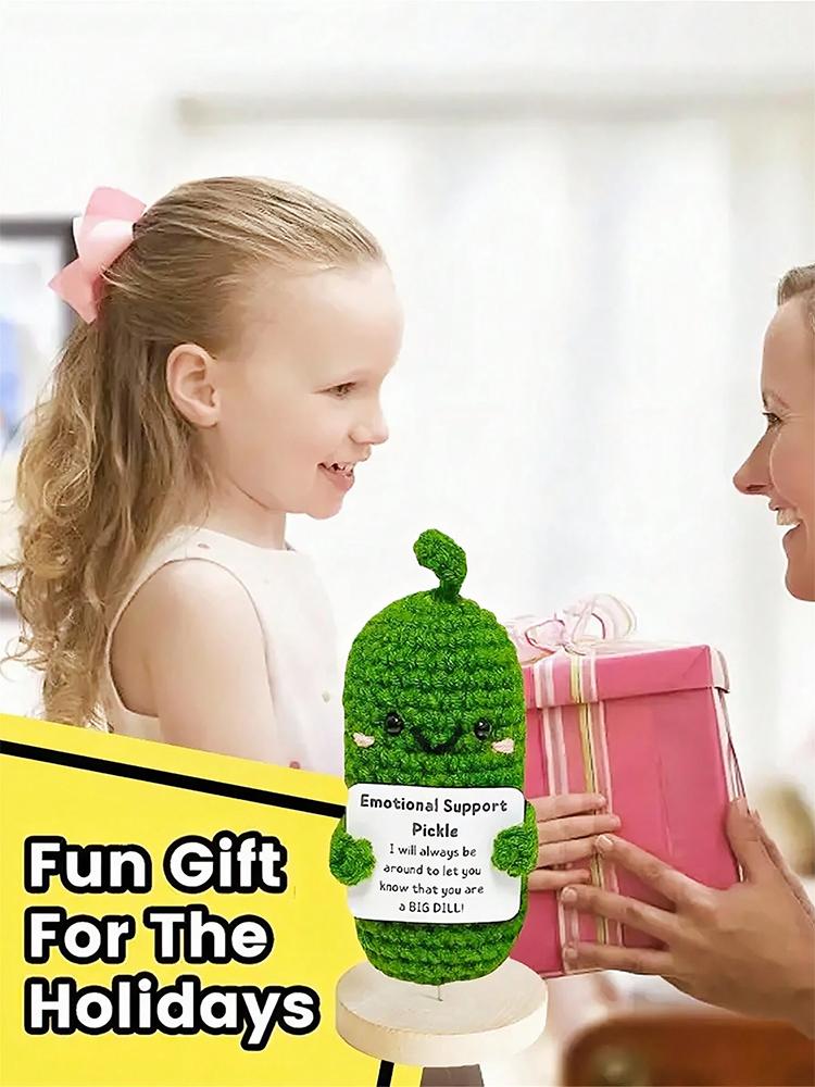 Милая плюшевая кукла ручной работы, вязаный огурец, декор с позитивным посланием, подарок на День святого Валентина, Новый год, день рождения для детей и пар