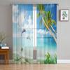 Sea Dolphin Palm Tree Sheer Window Curtains For Living Room Bedroom Modern Voile Tulle Curtains Fabric Drapes For Kitchen
