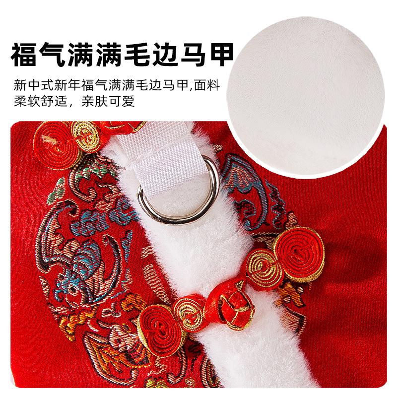 Cat New Chinese New Year's blessing full of burrs vest dog Teddy Chinese New Year Chinese New Year cotton-padded clothes pet cat clothes