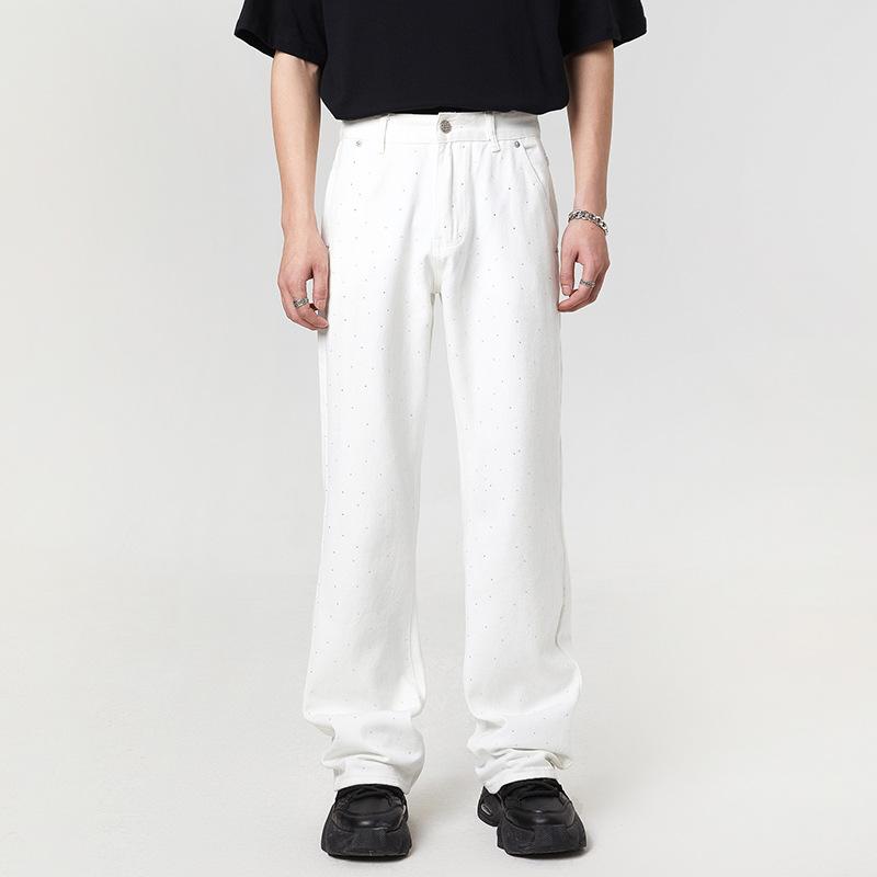 Diamond Design Micro-flare Long Pants for Men and Women with High Versatile Loose Jeans