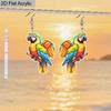 Плоские 2D серьги с животными, серьги-подвески из акрила с красочным узором попугая, аксессуары для дня рождения, подарок