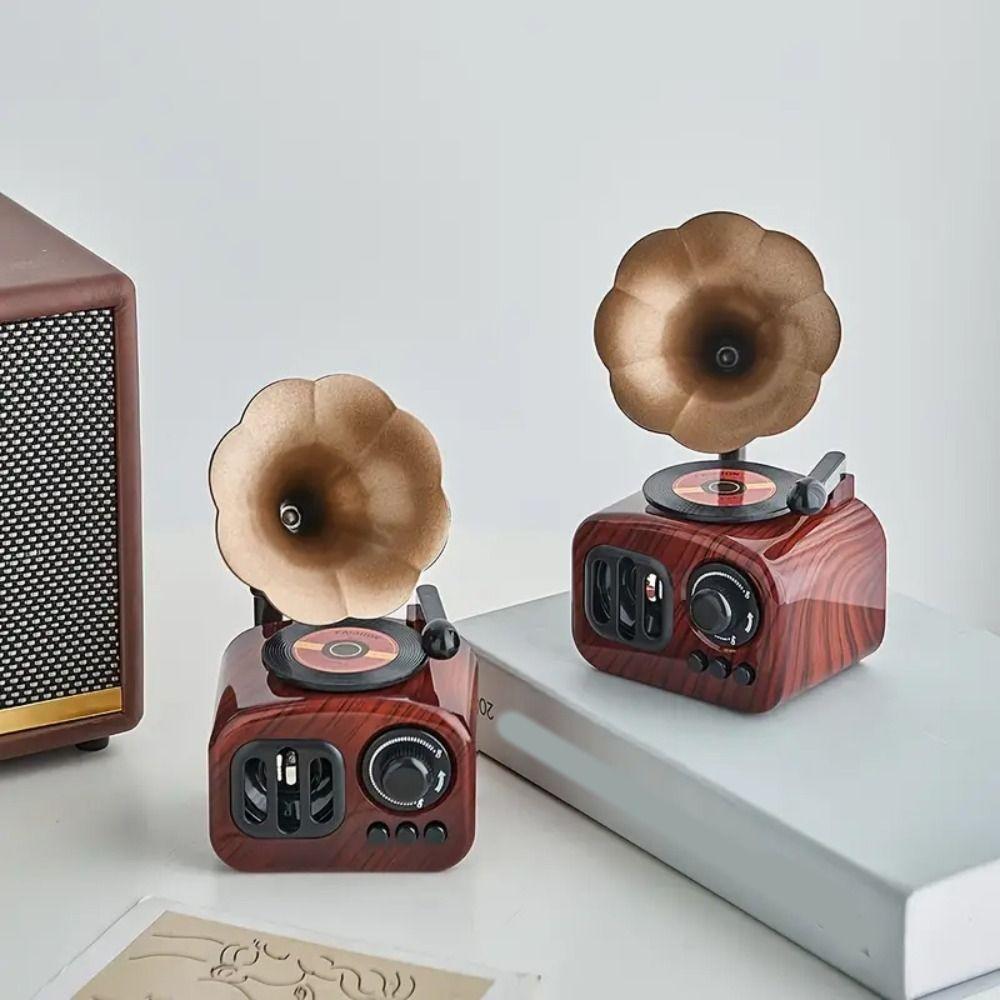 Wood Color Gramophone Music Box Plastic Photography Props  For Home and Office Decor