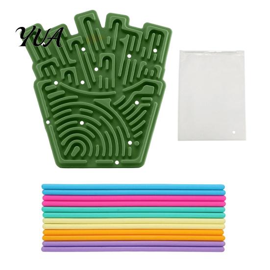 Stress Relief Tools Silicone Sensory Activity Board, Christmas Tree Rainbow Ice Stick French Fries Portable Fidget Toys Board with Strings, Silent Toy
