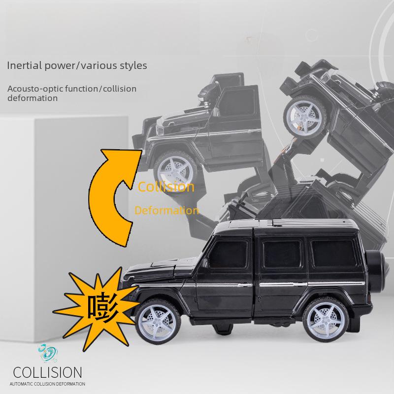 Детская игрушечная машина-трансформер с инерционным ударом и деформацией одним нажатием кнопки
