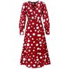 Autumn Dress New Women's New Sexy Long Sleeve Spotted Print V-neck Dress Dress