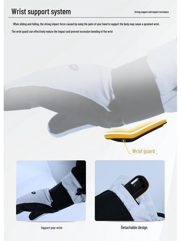 New 24/25 Ski Gloves: Built-in Wrist Guard, Thickened, Warm, Windproof, Waterproof, Wear-Resistant, Five-Finger Design
