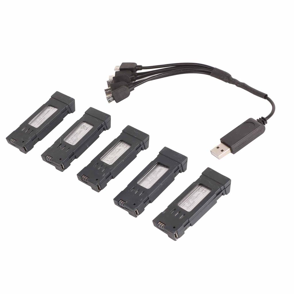 3.7V 1200mAH Lithium Battery Portable Drone Battery with 5 In 1 Charger Cable for E58 JY019 RC