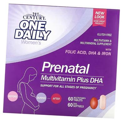 Витамины для беременных, Prenatal Multivitamin Plus DHA, Набор (36440103)