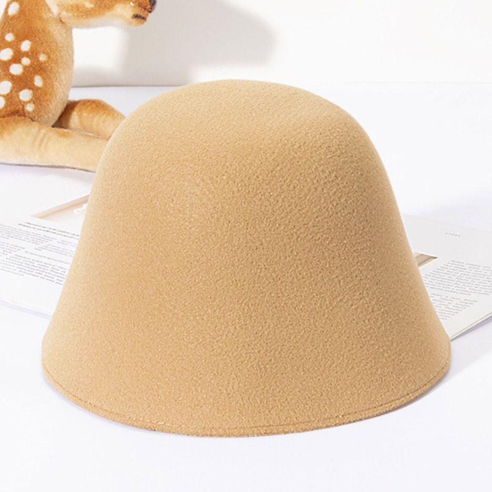 Wool Wool Fisherman Hat Solid Color Panama Hat Women's Fashion Bucket Hat Autumn Winter