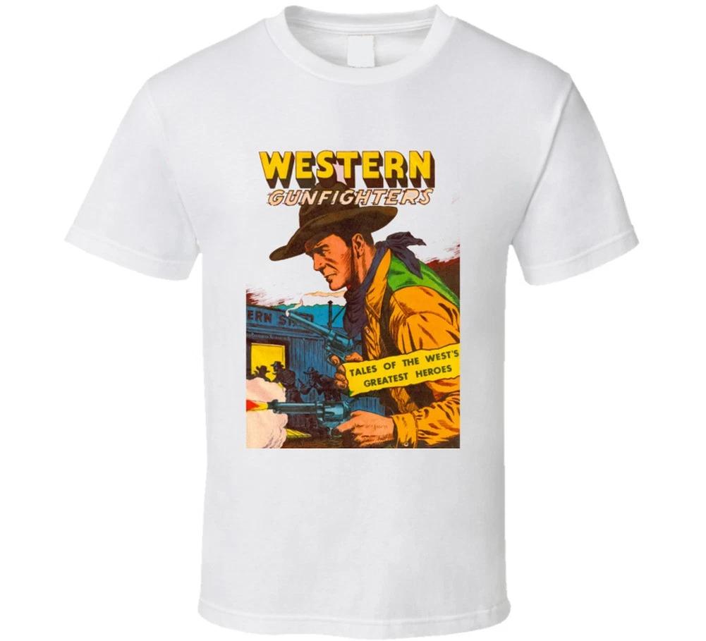 Western Gunfighters Retro Vintage T-shirt Tops Tees Unisex Western Tee Cowboy 50s Cow Boy Guns