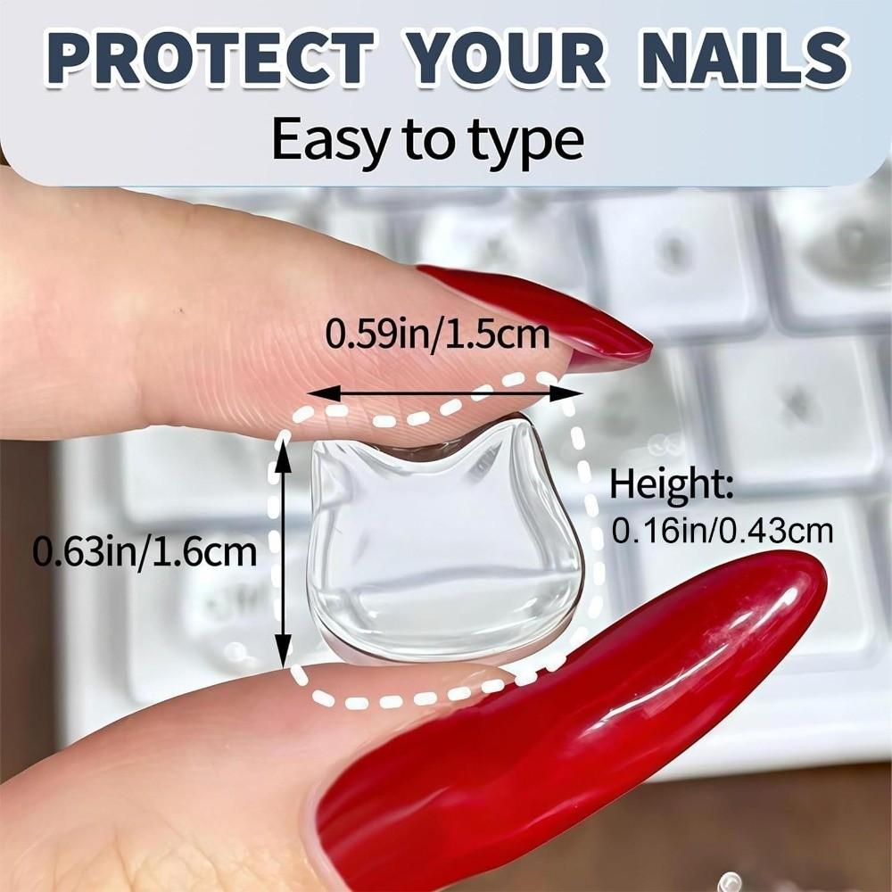 20Pcs Transparent Key Caps Round Typing Protective Cover New Nail Keyboard Stickers  For Long Nail