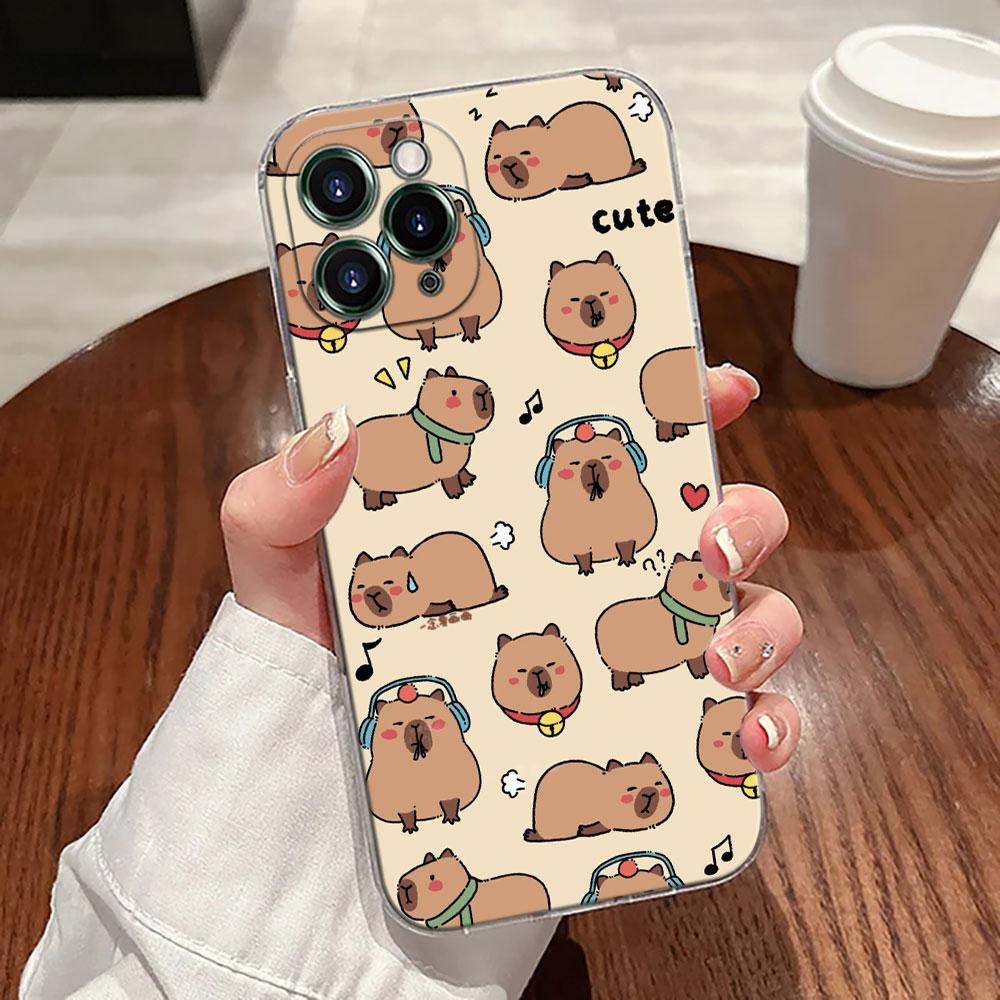 Капибара Милый Прозрачный Чехол Для Apple iPhone 17 16 15 14 13 12 11 Pro Max 16 Plus 16E 17Air 17Pro Чехол Для Телефона Силиконовый Funda