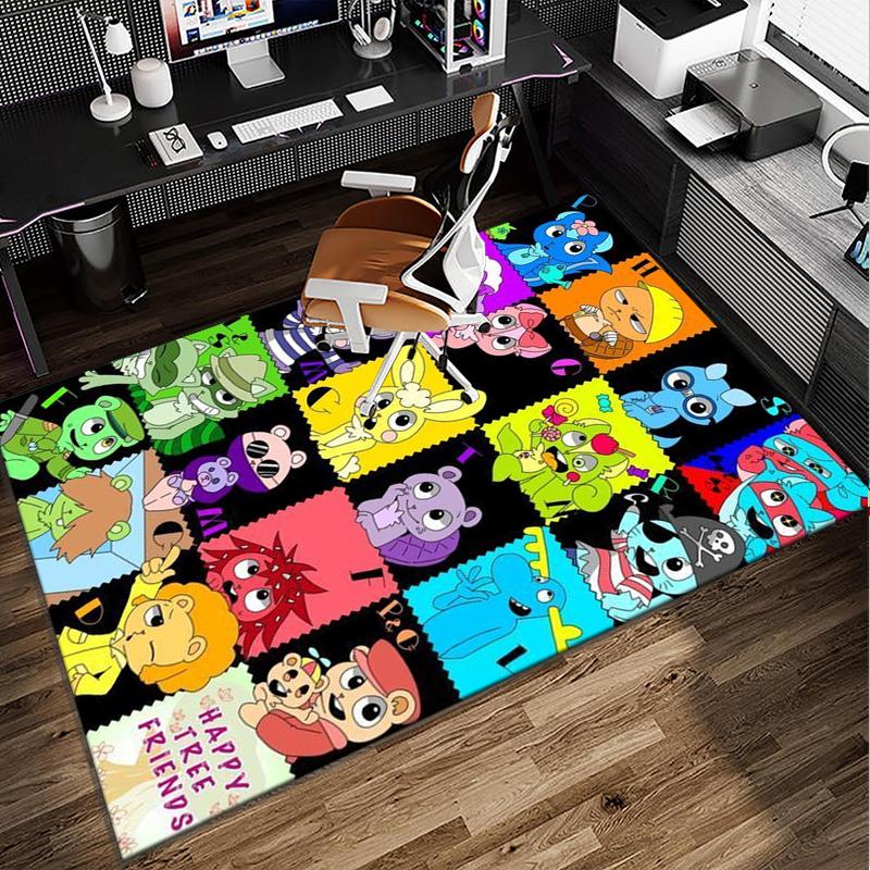 Happy Tree Friends Anniversary Office Rug Chair Mat, Game Carpet, Suitable for Front Door, Bedroom, Living Room, Desk, Holiday Gift