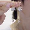Long Elegant Micro-inlaid Diamond Snowflake Tassel Earrings for Women Super Fairy Design Versatile Personality Light Luxury Earrings