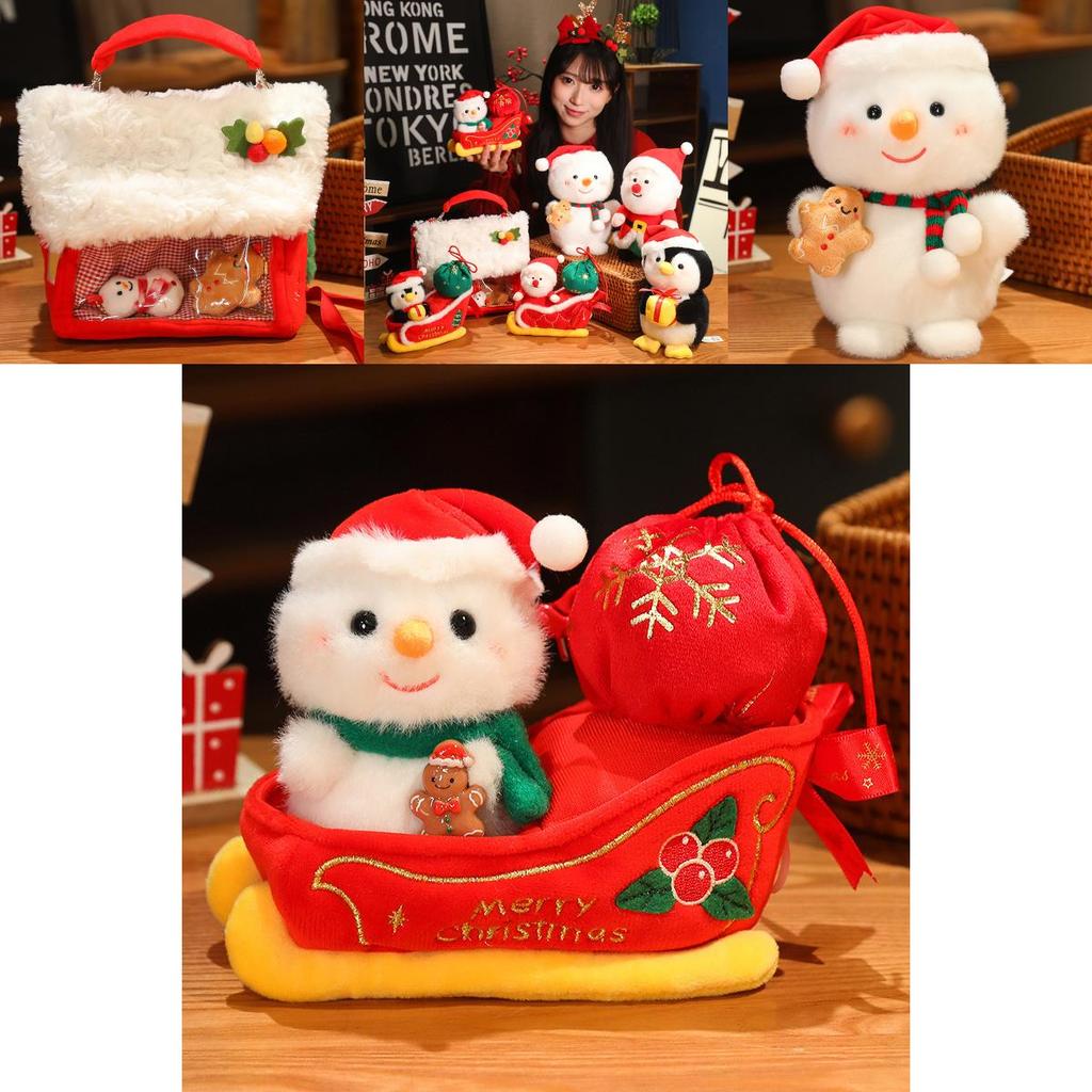 Рождественский Санта Клаус Снеговик Пингвин Сани Плюшевая Кукла Подвеска Детская Игрушка Для Праздничного Декора