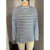 Autumn Winter Striped Contrasting Round Neck Long Sleeved Loose T-shirt Top for Women