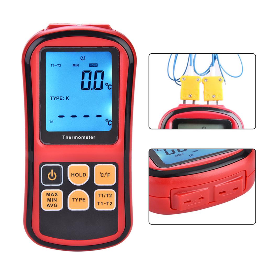 GM1312 Digital Thermometer Dual channel LCD Display Temperature Meter