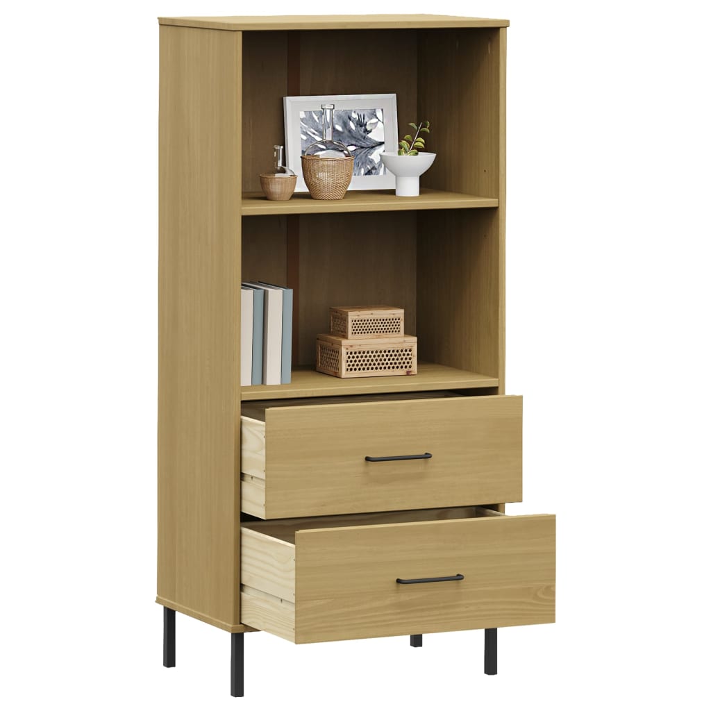 Bookshelf OSLO 2 Drawers Brown 60x35x128.5 cm Solid Wood